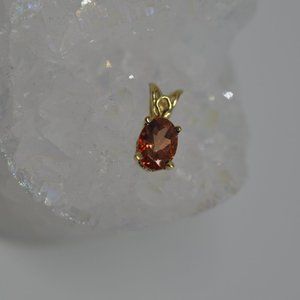 14K Yellow Gold Orange Labradorite Pendant